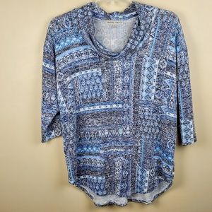Absolutely Famous Blue 3/4 Sleeve Top - Size 1X